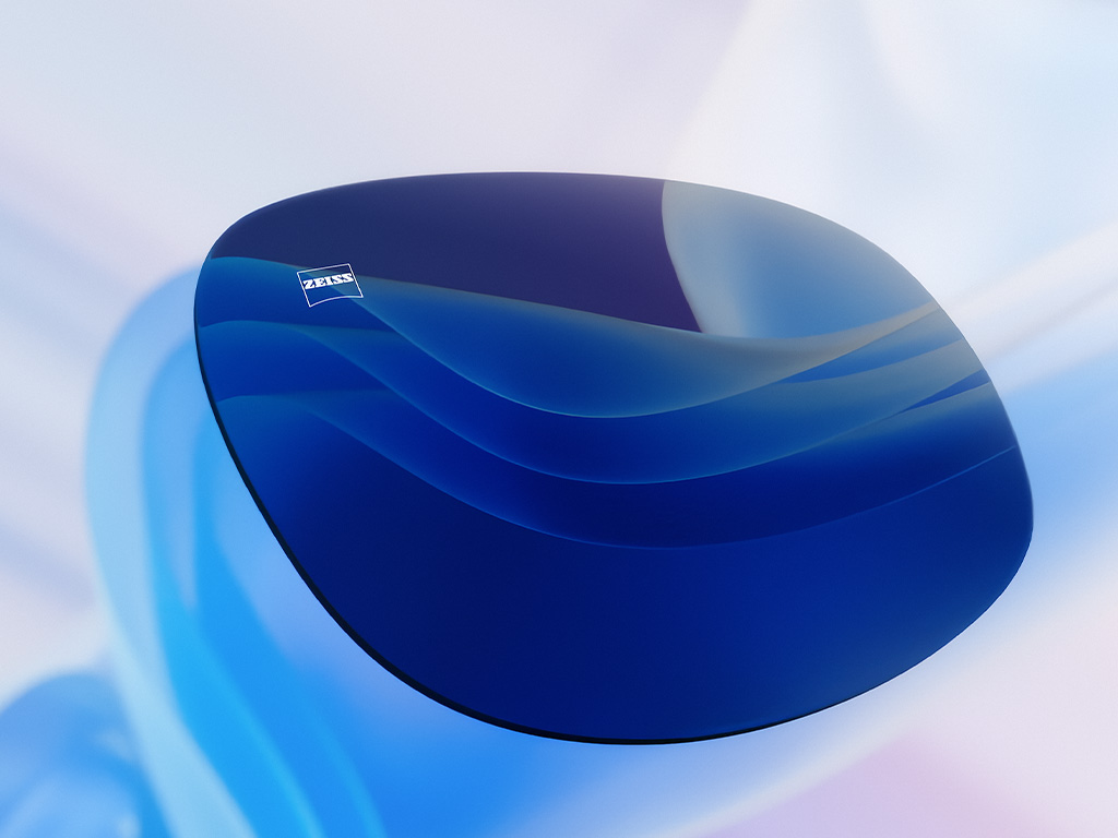 Ilustración CGI en 3D de un lente tintado que muestra una visión nítida con un gran contraste.