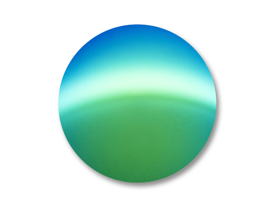 DuraVision Mirror de ZEISS de color verde con un sombreado azul en la parte superior.