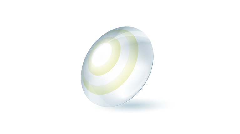 Ilustración en 3D de lentes de contacto blandos.