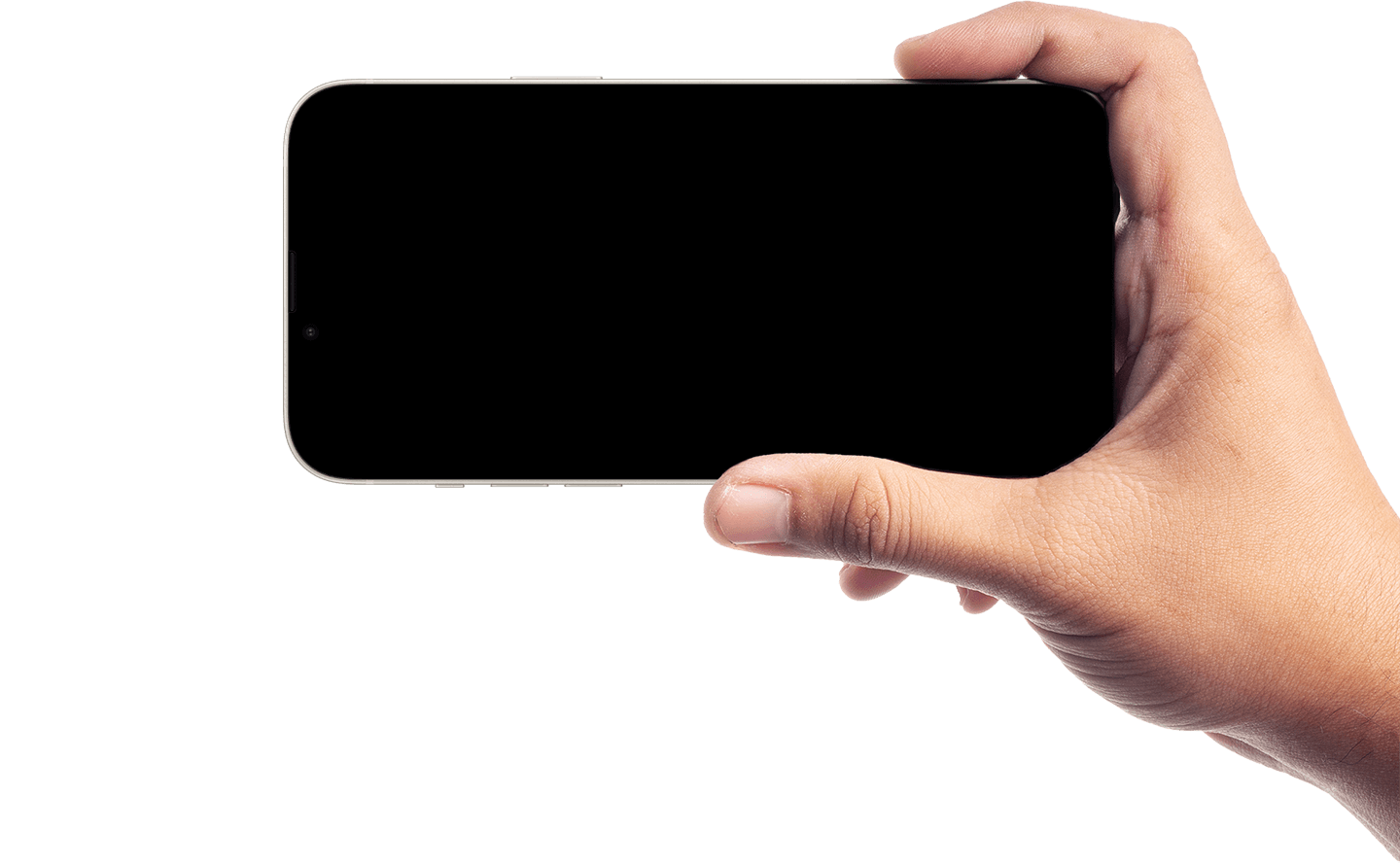 Punto de vista de una persona que camina por una ciudad ilustrada con un smartphone.